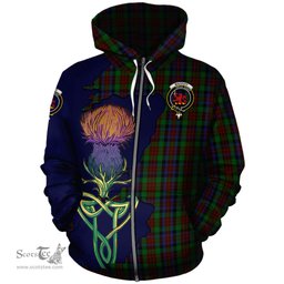 Scottish MacDuff Hunting Clan Tartan Crest with Thistle and Scotland Map Tartan Plaid Hoodie Scottish Plaid Tartan Plaid - ScotsTee - scotstee.com