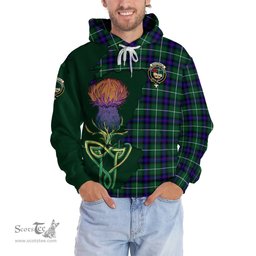 Scottish MacDonald of the Isles Hunting Modern Clan Tartan Crest with Thistle and Scotland Map Tartan Plaid Hoodie Scottish Plaid Tartan Plaid - ScotsTee - scotstee.com