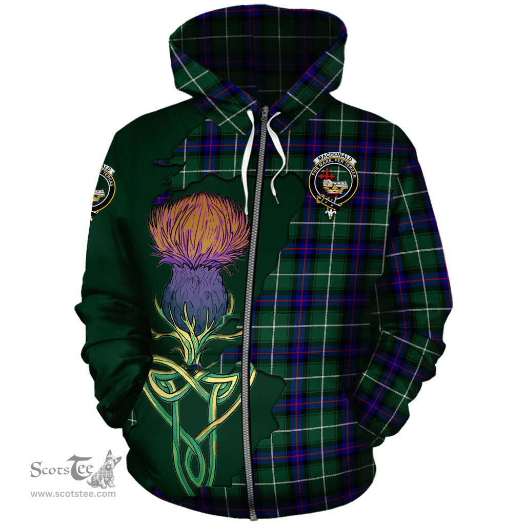 Scottish MacDonald of the Isles Hunting Modern Clan Tartan Crest with Thistle and Scotland Map Tartan Plaid Hoodie Scottish Plaid Tartan Plaid - ScotsTee - scotstee.com