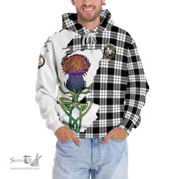 Scottish MacFarlane Black White Clan Tartan Crest with Thistle and Scotland Map Tartan Plaid Hoodie Scottish Plaid Tartan Plaid - ScotsTee - scotstee.com