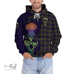 Scottish MacLellan Clan Tartan Crest with Thistle and Scotland Map Tartan Plaid Hoodie Scottish Plaid Tartan Plaid - ScotsTee - scotstee.com