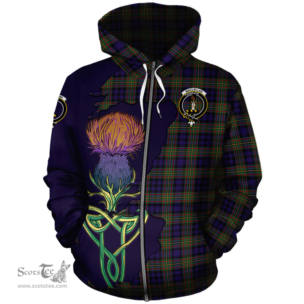 Scottish MacLellan Clan Tartan Crest with Thistle and Scotland Map Tartan Plaid Hoodie Scottish Plaid Tartan Plaid - ScotsTee - scotstee.com
