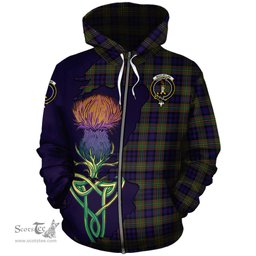 Scottish MacLellan Clan Tartan Crest with Thistle and Scotland Map Tartan Plaid Hoodie Scottish Plaid Tartan Plaid - ScotsTee - scotstee.com