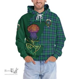 Scottish Shaw Ancient Clan Tartan Crest with Thistle and Scotland Map Tartan Plaid Hoodie Scottish Plaid Tartan Plaid - ScotsTee - scotstee.com