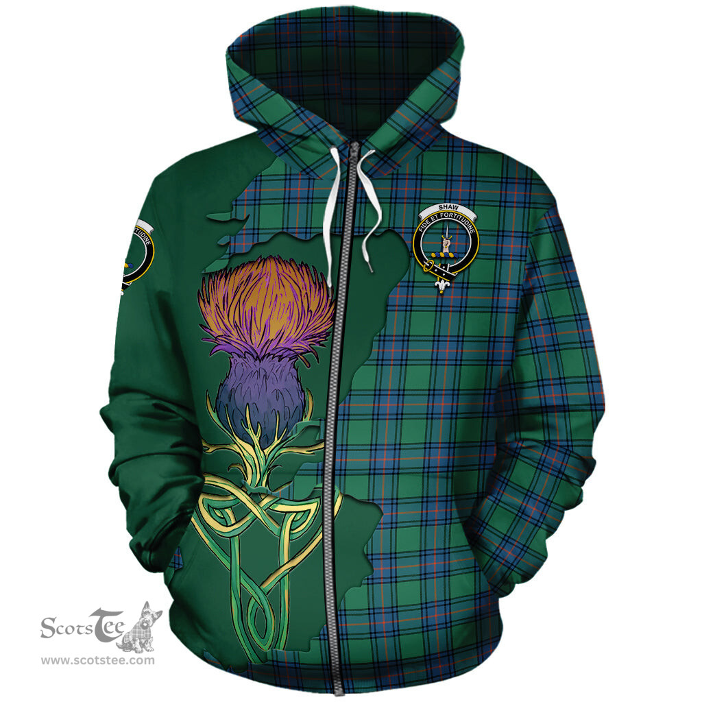 Scottish Shaw Ancient Clan Tartan Crest with Thistle and Scotland Map Tartan Plaid Hoodie Scottish Plaid Tartan Plaid - ScotsTee - scotstee.com