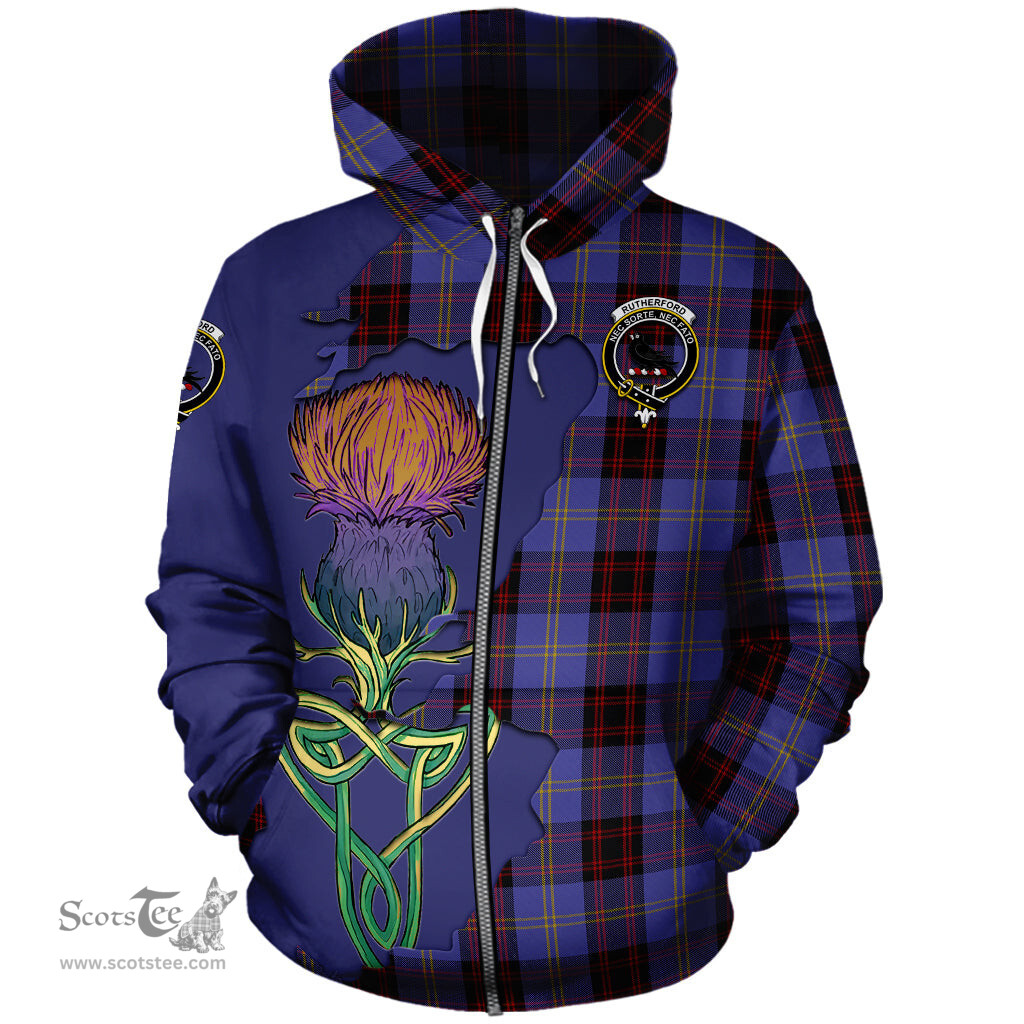 Scottish Rutherford Clan Tartan Crest with Thistle and Scotland Map Tartan Plaid Hoodie Scottish Plaid Tartan Plaid - ScotsTee - scotstee.com