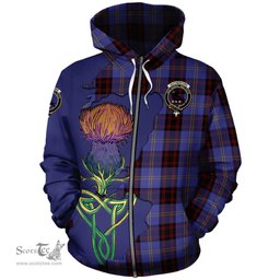 Scottish Rutherford Clan Tartan Crest with Thistle and Scotland Map Tartan Plaid Hoodie Scottish Plaid Tartan Plaid - ScotsTee - scotstee.com
