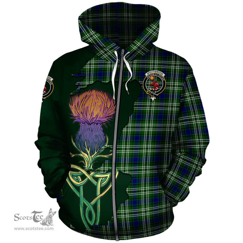 Scottish Spottiswood Clan Tartan Crest with Thistle and Scotland Map Tartan Plaid Hoodie Scottish Plaid Tartan Plaid - ScotsTee - scotstee.com