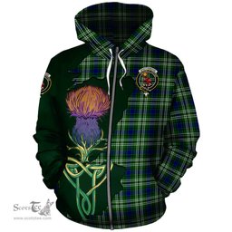 Scottish Spottiswood Clan Tartan Crest with Thistle and Scotland Map Tartan Plaid Hoodie Scottish Plaid Tartan Plaid - ScotsTee - scotstee.com