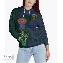 Scottish Sinclair Hunting Modern Clan Tartan Crest with Thistle and Scotland Map Tartan Plaid Hoodie Scottish Plaid Tartan Plaid - ScotsTee - scotstee.com