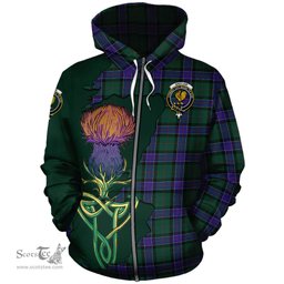 Scottish Sinclair Hunting Modern Clan Tartan Crest with Thistle and Scotland Map Tartan Plaid Hoodie Scottish Plaid Tartan Plaid - ScotsTee - scotstee.com