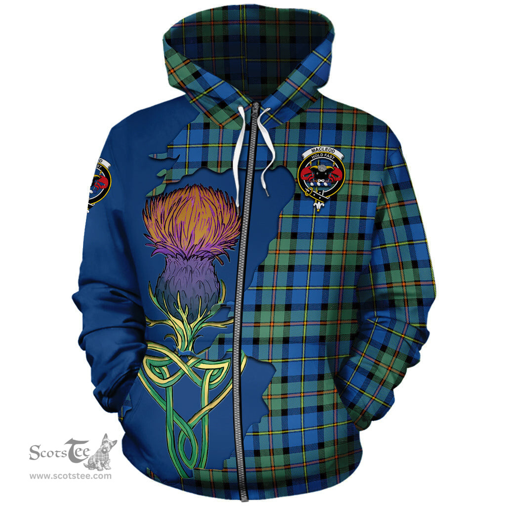 Scottish MacLeod of Harris Ancient Clan Tartan Crest with Thistle and Scotland Map Tartan Plaid Hoodie Scottish Plaid Tartan Plaid - ScotsTee - scotstee.com