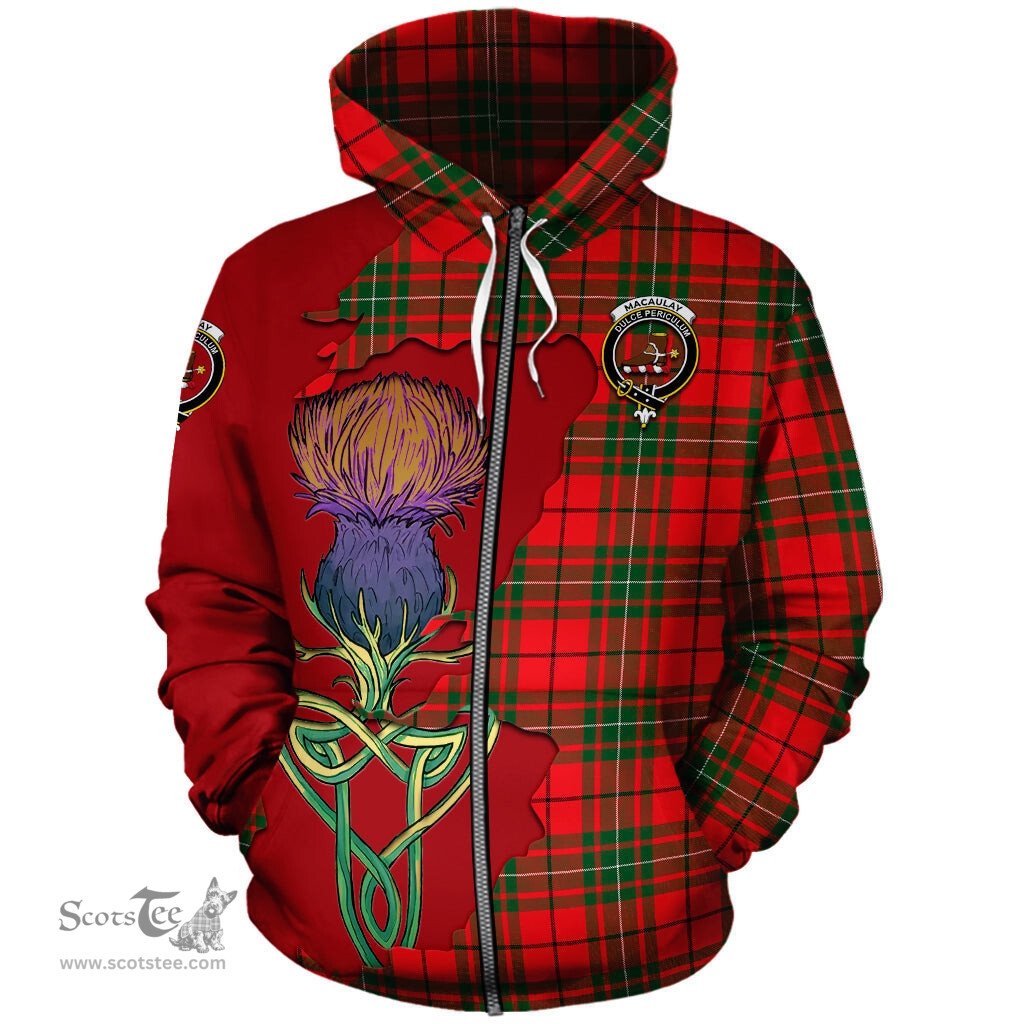Scottish MacAulay Modern Clan Tartan Crest with Thistle and Scotland Map Tartan Plaid Hoodie Scottish Plaid Tartan Plaid - ScotsTee - scotstee.com