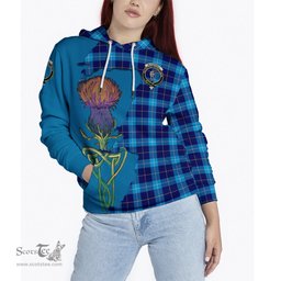 Scottish McKerrell Clan Tartan Crest with Thistle and Scotland Map Tartan Plaid Hoodie Scottish Plaid Tartan Plaid - ScotsTee - scotstee.com