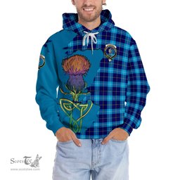 Scottish McKerrell Clan Tartan Crest with Thistle and Scotland Map Tartan Plaid Hoodie Scottish Plaid Tartan Plaid - ScotsTee - scotstee.com