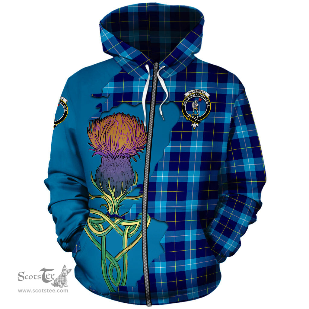 Scottish McKerrell Clan Tartan Crest with Thistle and Scotland Map Tartan Plaid Hoodie Scottish Plaid Tartan Plaid - ScotsTee - scotstee.com