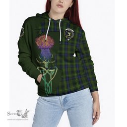 Scottish Stewart Hunting Clan Tartan Crest with Thistle and Scotland Map Tartan Plaid Hoodie Scottish Plaid Tartan Plaid - ScotsTee - scotstee.com