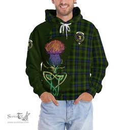 Scottish Stewart Hunting Clan Tartan Crest with Thistle and Scotland Map Tartan Plaid Hoodie Scottish Plaid Tartan Plaid - ScotsTee - scotstee.com