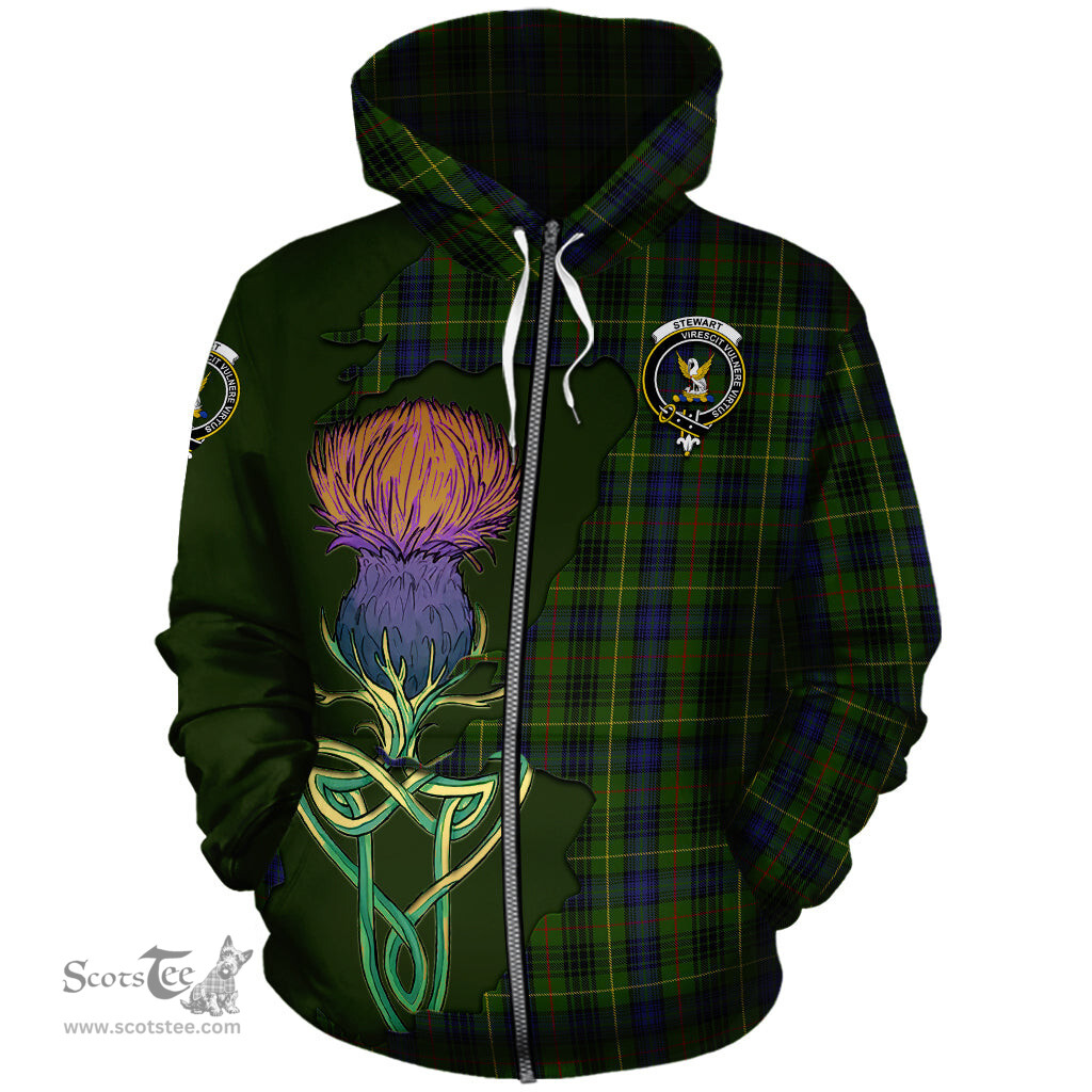 Scottish Stewart Hunting Clan Tartan Crest with Thistle and Scotland Map Tartan Plaid Hoodie Scottish Plaid Tartan Plaid - ScotsTee - scotstee.com