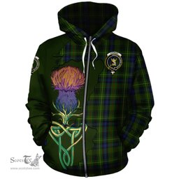 Scottish Stewart Hunting Clan Tartan Crest with Thistle and Scotland Map Tartan Plaid Hoodie Scottish Plaid Tartan Plaid - ScotsTee - scotstee.com