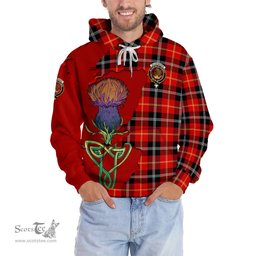 Scottish Majoribanks Clan Tartan Crest with Thistle and Scotland Map Tartan Plaid Hoodie Scottish Plaid Tartan Plaid - ScotsTee - scotstee.com
