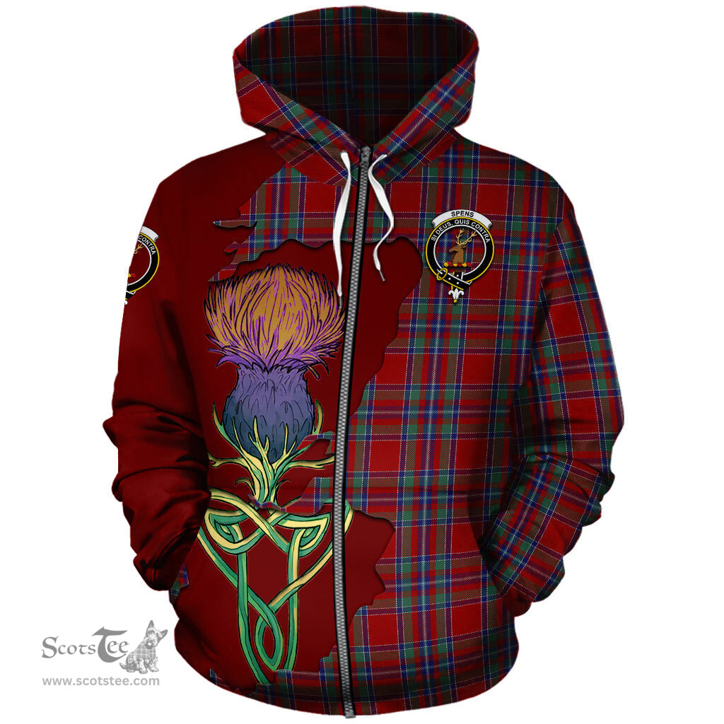 Scottish Spens Clan Tartan Crest with Thistle and Scotland Map Tartan Plaid Hoodie Scottish Plaid Tartan Plaid - ScotsTee - scotstee.com