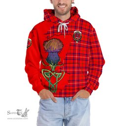 Scottish Rose Modern Clan Tartan Crest with Thistle and Scotland Map Tartan Plaid Hoodie Scottish Plaid Tartan Plaid - ScotsTee - scotstee.com