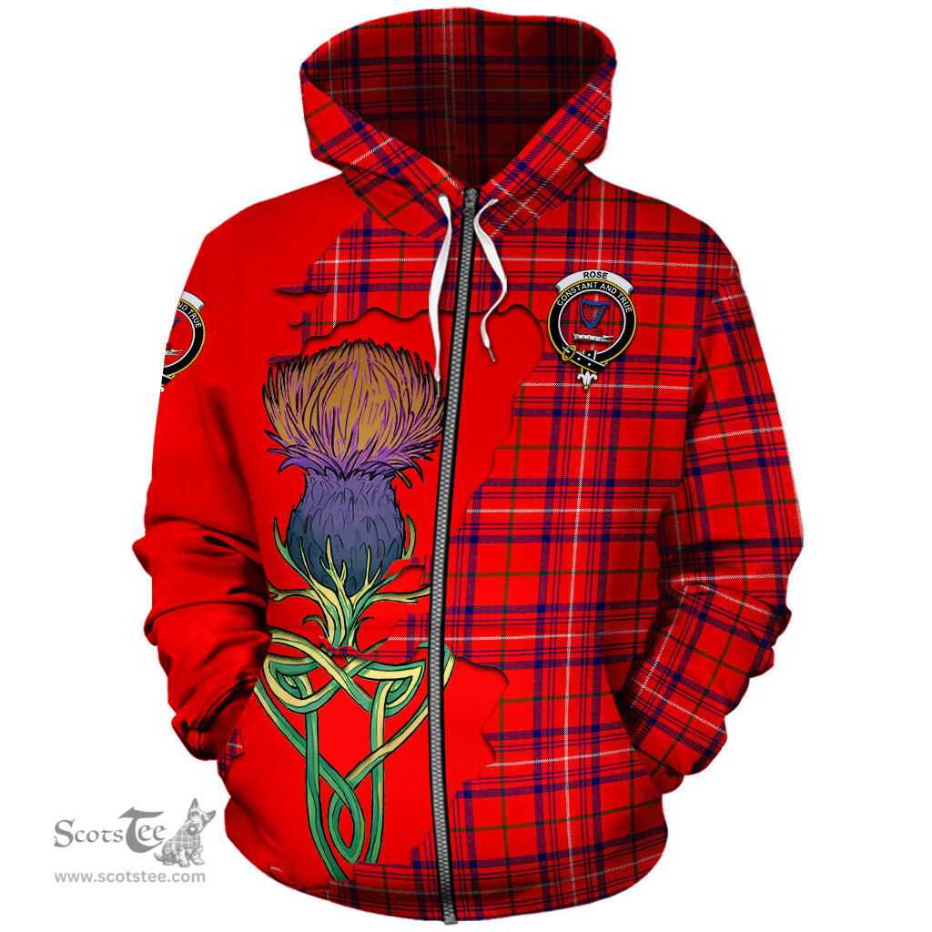 Scottish Rose Modern Clan Tartan Crest with Thistle and Scotland Map Tartan Plaid Hoodie Scottish Plaid Tartan Plaid - ScotsTee - scotstee.com