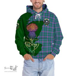 Scottish Pitcairn Hunting Clan Tartan Crest with Thistle and Scotland Map Tartan Plaid Hoodie Scottish Plaid Tartan Plaid - ScotsTee - scotstee.com