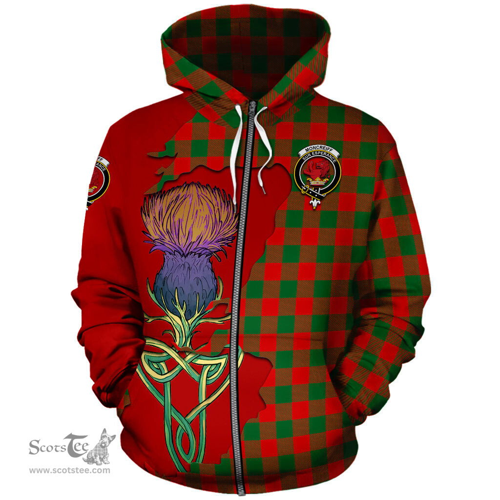 Scottish Moncrieff Modern Clan Tartan Crest with Thistle and Scotland Map Tartan Plaid Hoodie Scottish Plaid Tartan Plaid - ScotsTee - scotstee.com