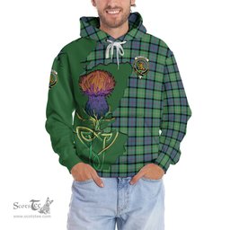 Scottish MacThomas Ancient Clan Tartan Crest with Thistle and Scotland Map Tartan Plaid Hoodie Scottish Plaid Tartan Plaid - ScotsTee - scotstee.com