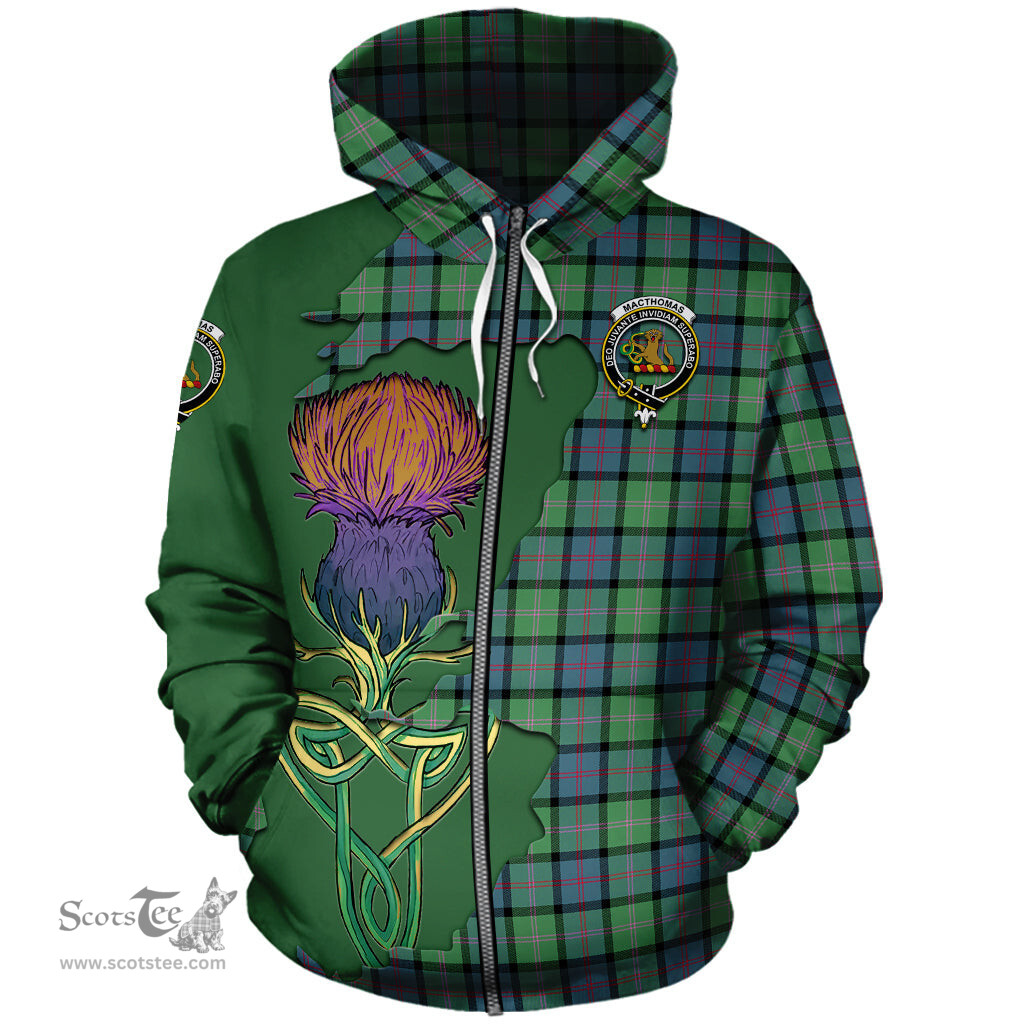 Scottish MacThomas Ancient Clan Tartan Crest with Thistle and Scotland Map Tartan Plaid Hoodie Scottish Plaid Tartan Plaid - ScotsTee - scotstee.com