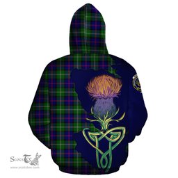 Scottish MacThomas Modern Clan Tartan Crest with Thistle and Scotland Map Tartan Plaid Hoodie Scottish Plaid Tartan Plaid - ScotsTee - scotstee.com