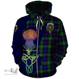 Scottish MacThomas Modern Clan Tartan Crest with Thistle and Scotland Map Tartan Plaid Hoodie Scottish Plaid Tartan Plaid - ScotsTee - scotstee.com