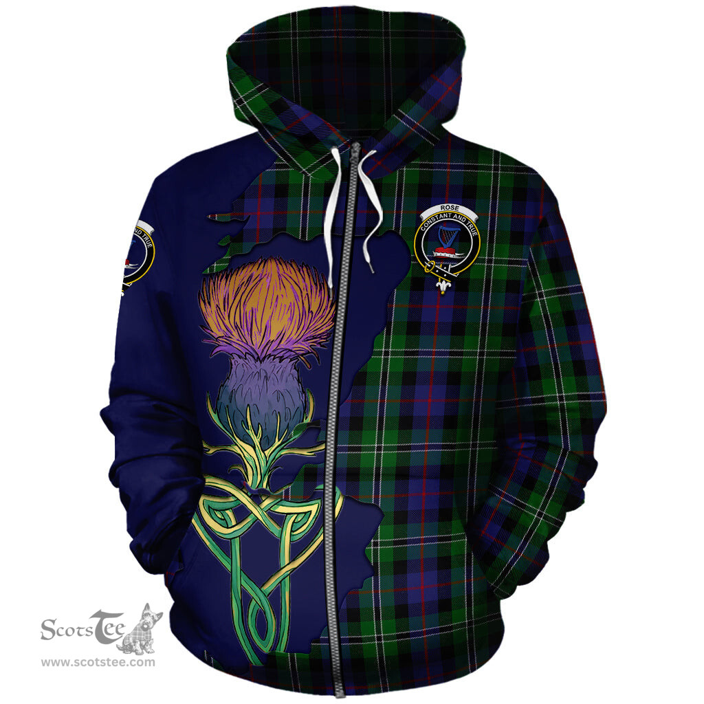 Scottish Rose Hunting Clan Tartan Crest with Thistle and Scotland Map Tartan Plaid Hoodie Scottish Plaid Tartan Plaid - ScotsTee - scotstee.com