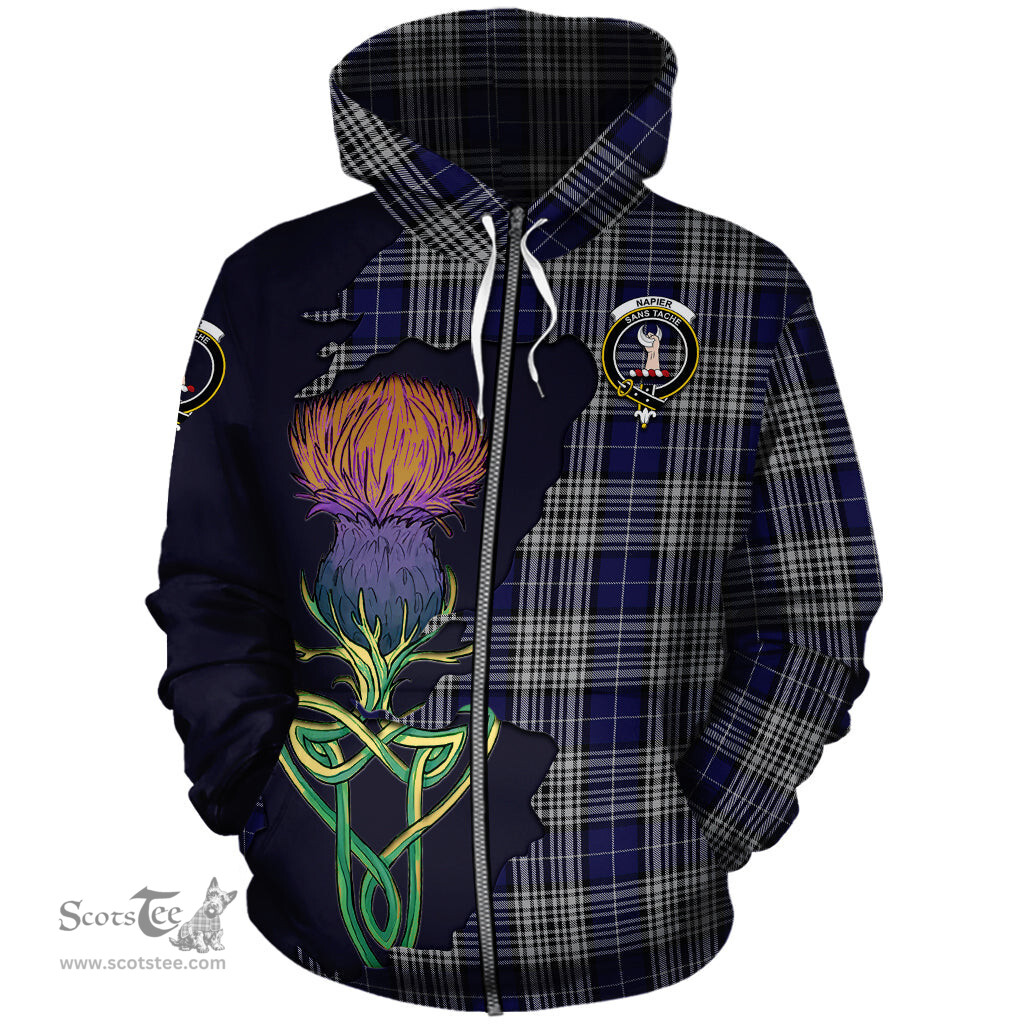 Scottish Napier Clan Tartan Crest with Thistle and Scotland Map Tartan Plaid Hoodie Scottish Plaid Tartan Plaid - ScotsTee - scotstee.com