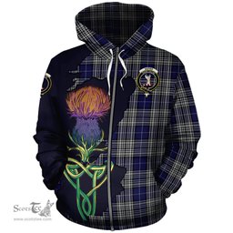 Scottish Napier Clan Tartan Crest with Thistle and Scotland Map Tartan Plaid Hoodie Scottish Plaid Tartan Plaid - ScotsTee - scotstee.com