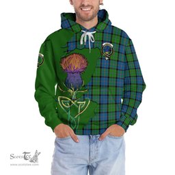 Scottish Stirling Clan Tartan Crest with Thistle and Scotland Map Tartan Plaid Hoodie Scottish Plaid Tartan Plaid - ScotsTee - scotstee.com