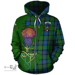 Scottish Stirling Clan Tartan Crest with Thistle and Scotland Map Tartan Plaid Hoodie Scottish Plaid Tartan Plaid - ScotsTee - scotstee.com