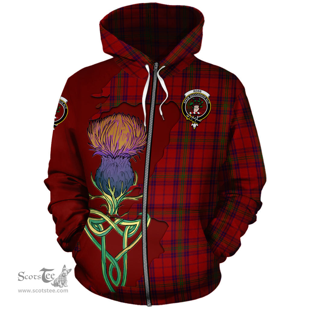 Scottish Ross Old Clan Tartan Crest with Thistle and Scotland Map Tartan Plaid Hoodie Scottish Plaid Tartan Plaid - ScotsTee - scotstee.com