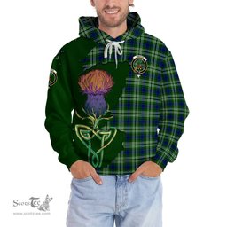 Scottish Swinton Clan Tartan Crest with Thistle and Scotland Map Tartan Plaid Hoodie Scottish Plaid Tartan Plaid - ScotsTee - scotstee.com