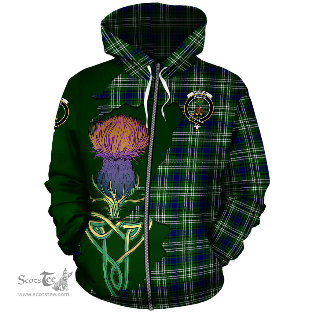 Scottish Swinton Clan Tartan Crest with Thistle and Scotland Map Tartan Plaid Hoodie Scottish Plaid Tartan Plaid - ScotsTee - scotstee.com