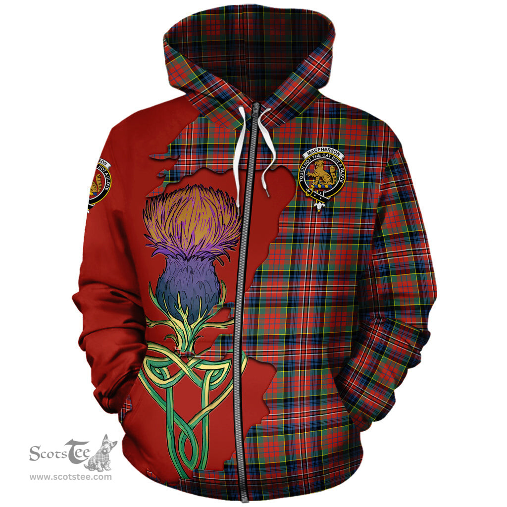 Scottish MacPherson Ancient Clan Tartan Crest with Thistle and Scotland Map Tartan Plaid Hoodie Scottish Plaid Tartan Plaid - ScotsTee - scotstee.com
