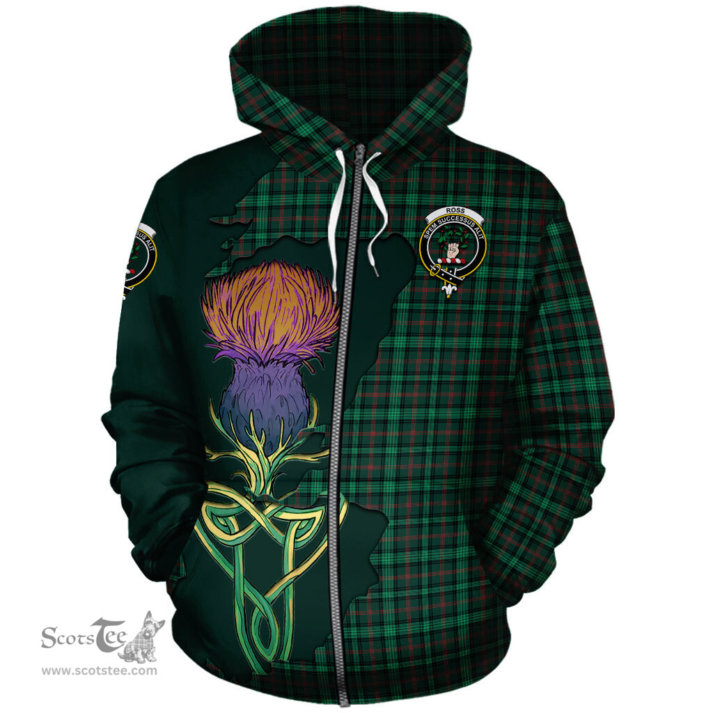 Scottish Ross Hunting Modern Clan Tartan Crest with Thistle and Scotland Map Tartan Plaid Hoodie Scottish Plaid Tartan Plaid - ScotsTee - scotstee.com