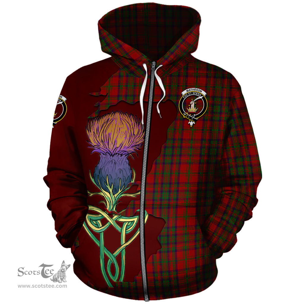 Scottish Matheson Dress Clan Tartan Crest with Thistle and Scotland Map Tartan Plaid Hoodie Scottish Plaid Tartan Plaid - ScotsTee - scotstee.com
