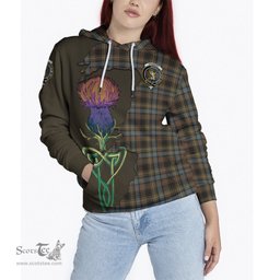 Scottish Stewart Hunting Weathered Clan Tartan Crest with Thistle and Scotland Map Tartan Plaid Hoodie Scottish Plaid Tartan Plaid - ScotsTee - scotstee.com