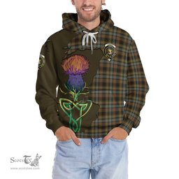 Scottish Stewart Hunting Weathered Clan Tartan Crest with Thistle and Scotland Map Tartan Plaid Hoodie Scottish Plaid Tartan Plaid - ScotsTee - scotstee.com