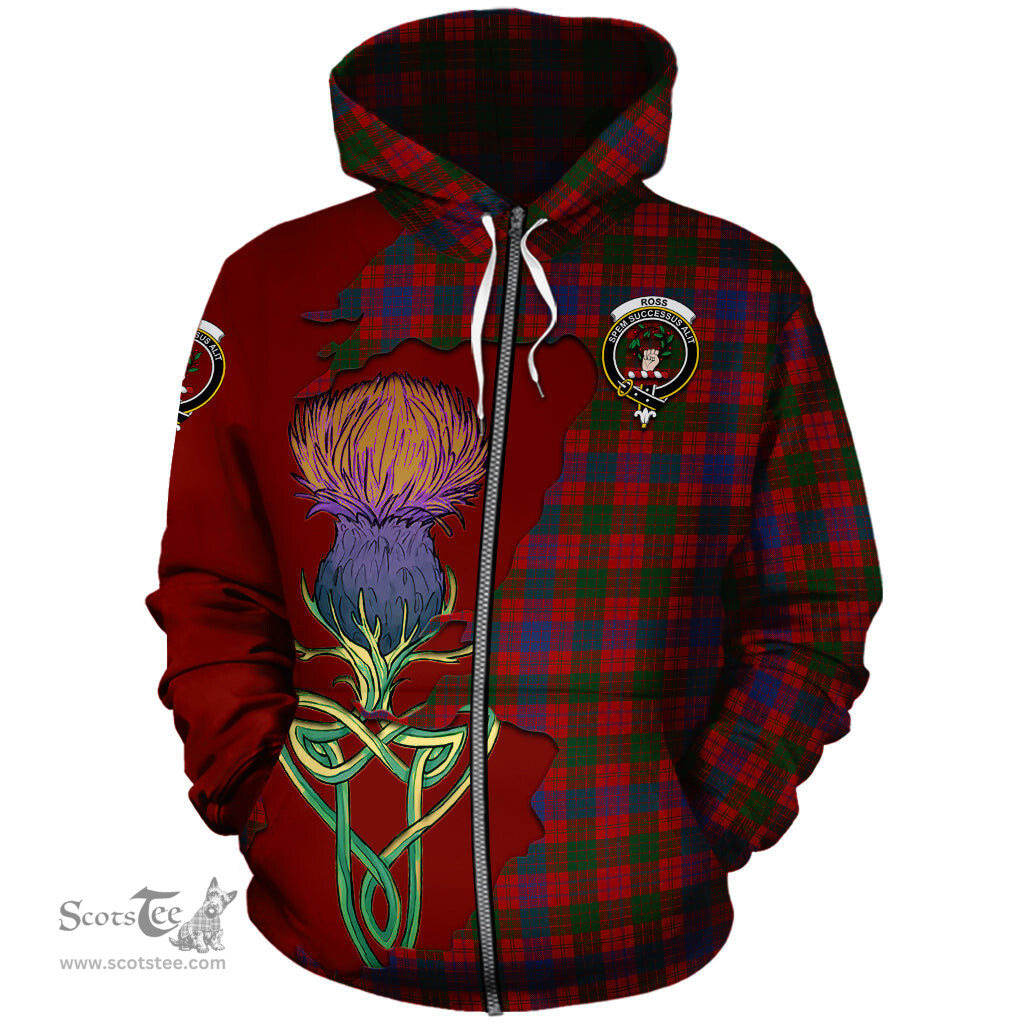 Scottish Ross Clan Tartan Crest with Thistle and Scotland Map Tartan Plaid Hoodie Scottish Plaid Tartan Plaid - ScotsTee - scotstee.com