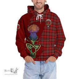 Scottish Stuart of Bute Clan Tartan Crest with Thistle and Scotland Map Tartan Plaid Hoodie Scottish Plaid Tartan Plaid - ScotsTee - scotstee.com