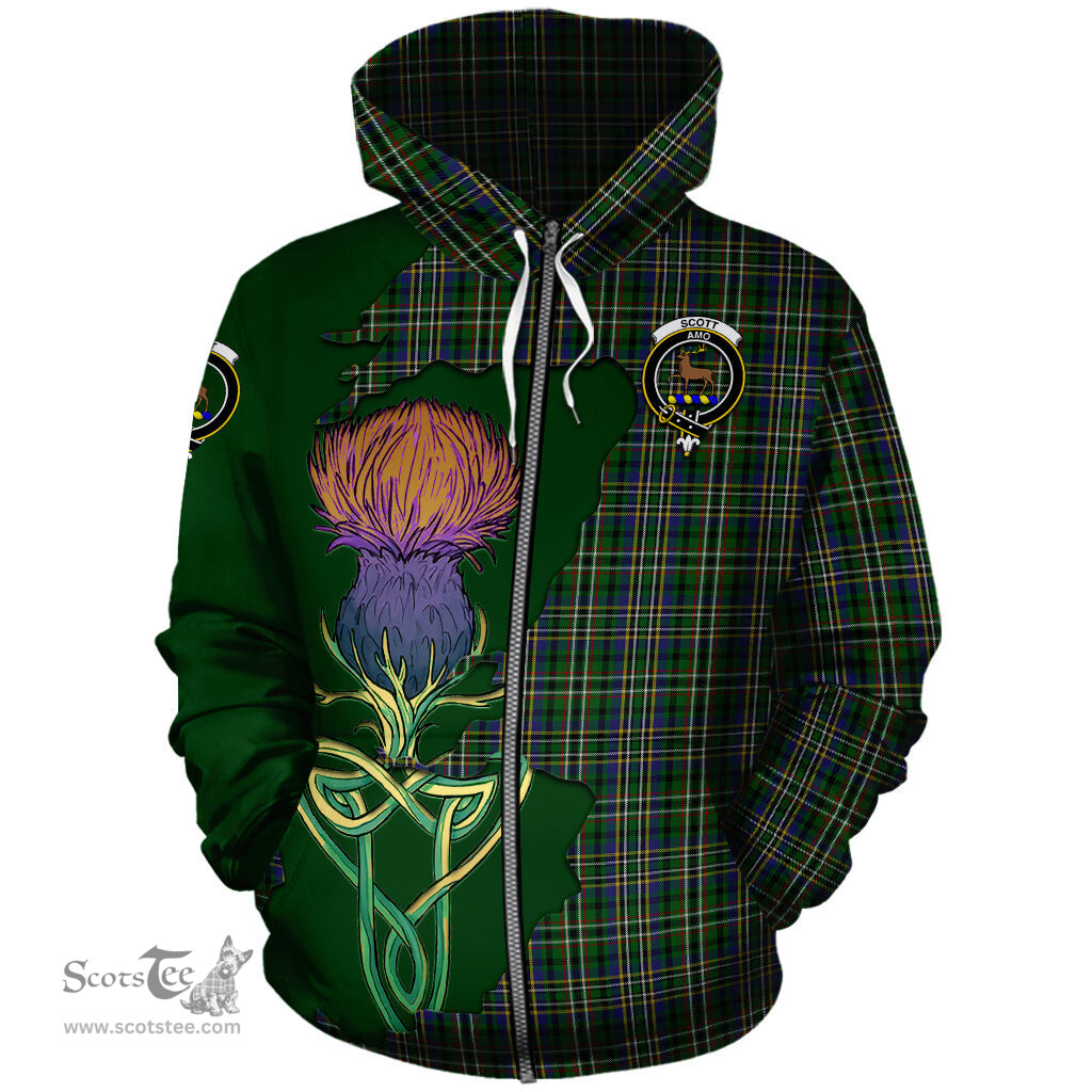 Scottish Scott Green Clan Tartan Crest with Thistle and Scotland Map Tartan Plaid Hoodie Scottish Plaid Tartan Plaid - ScotsTee - scotstee.com